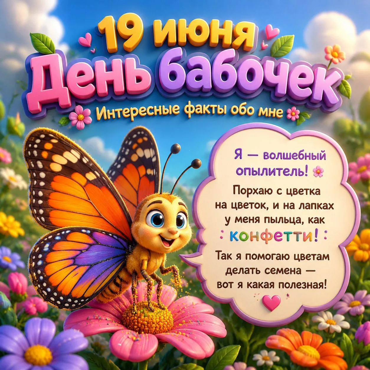 🦋✨19 июня мы отмечаем ещё один удивительный праздник - День бабочек!✨🦋

Друзья, сегодня самое врем