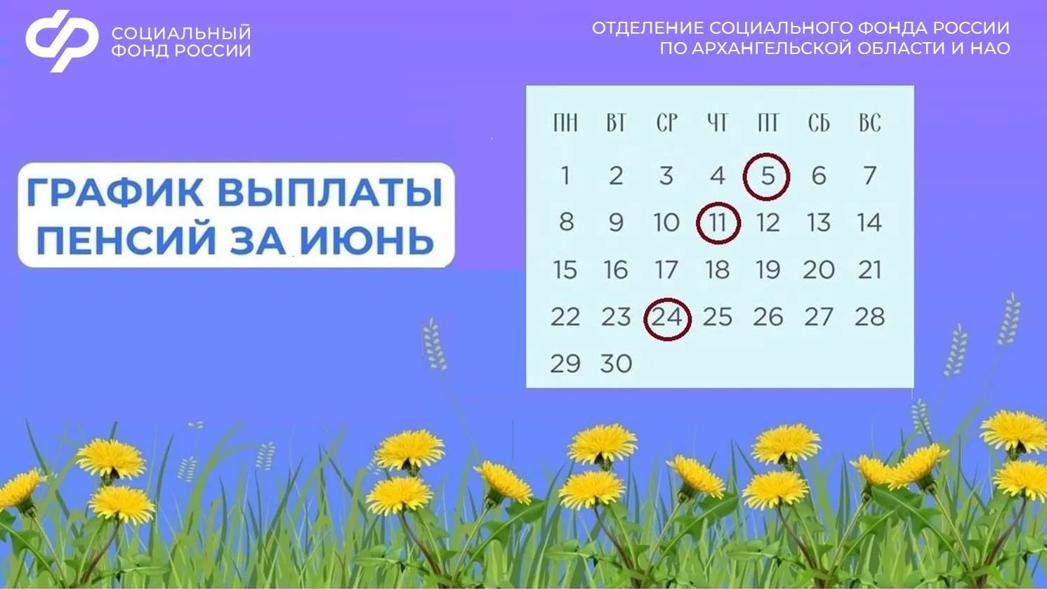 💳 В Архангельской области и НАО пенсии через банки перечисляются ежемесячно 7, 14 и 24...