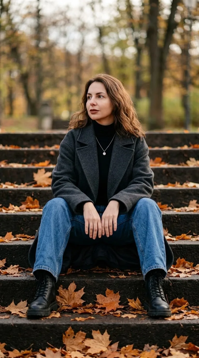 В осеннем парке пасмурный час.