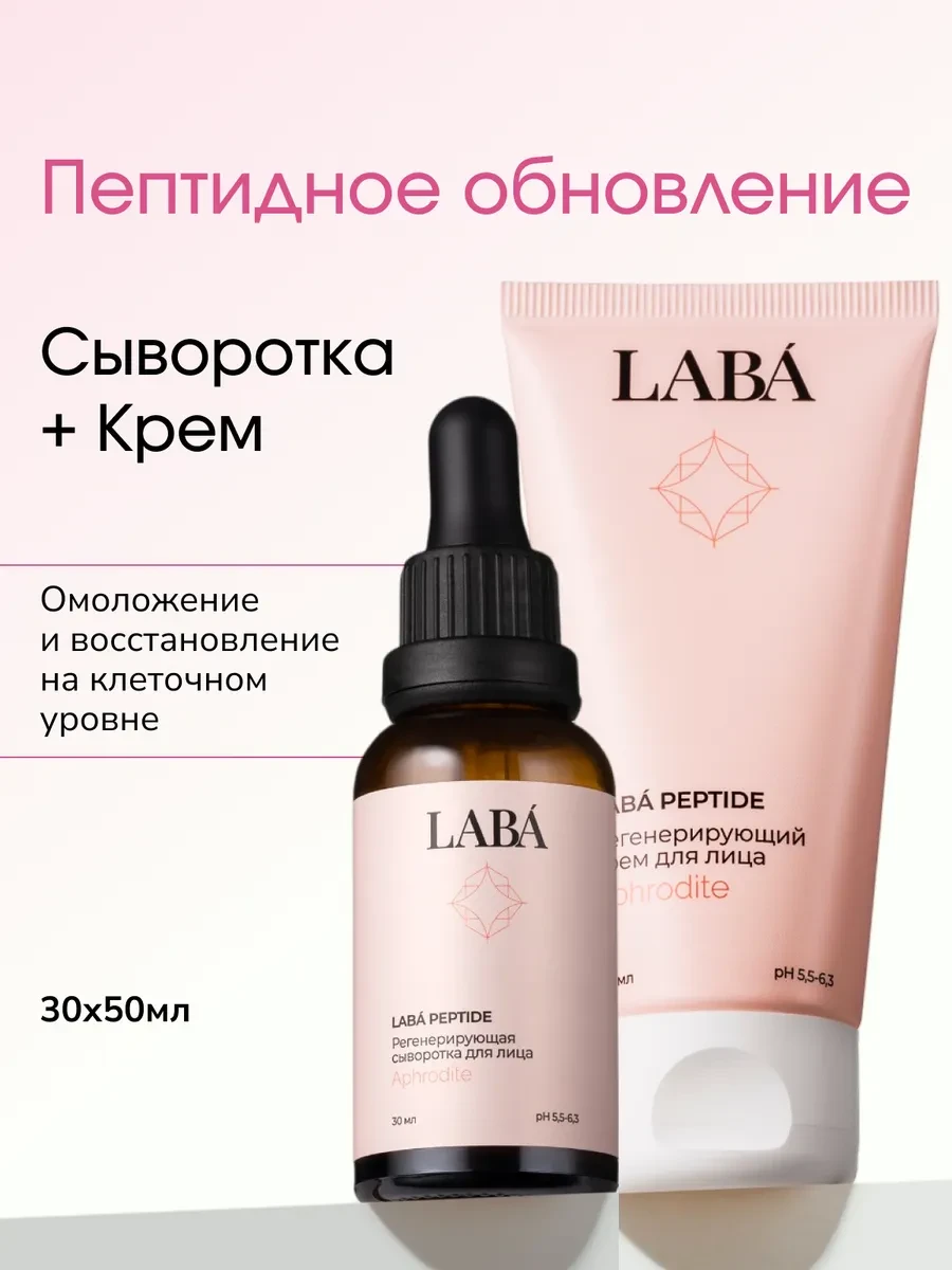 ⚡️ Антивозрастной набор сыворотка и крем с пептидами от морщин, LABÁ