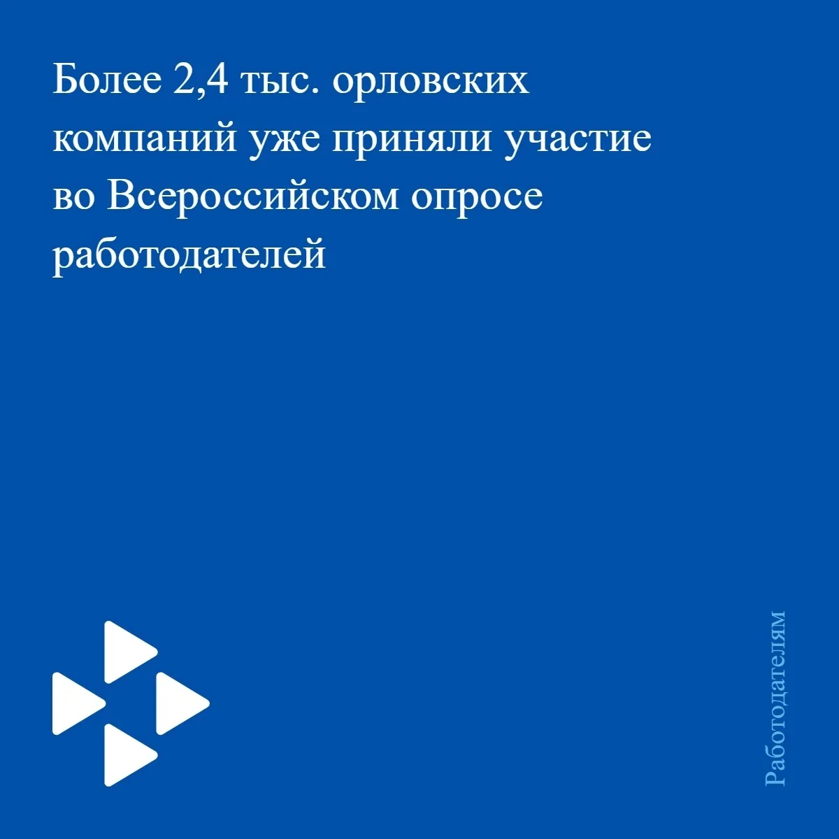 ⚡️ Более 2,4 тыс. орловских компаний уже приняли участие во Всероссийском опросе работодателей
⁣
А в