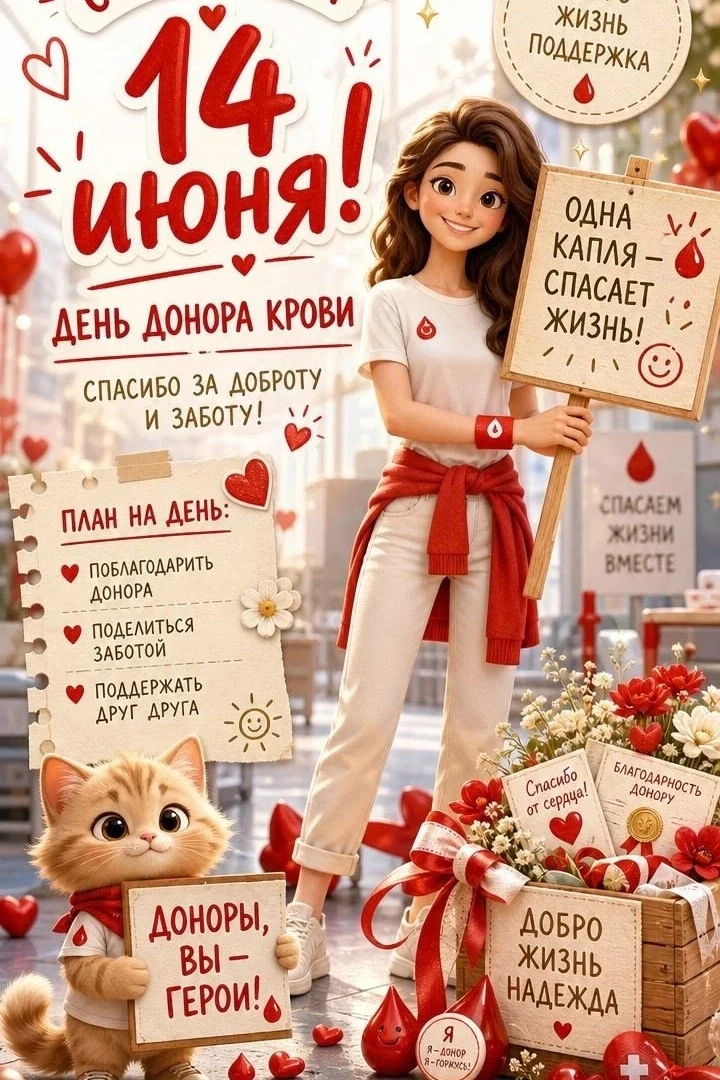 🧐 А ВЫ ЗНАЛИ, ЧТО...

❤️ Каждый год 14 июня отмечается Всемирный день донора крови. 

С инициативой