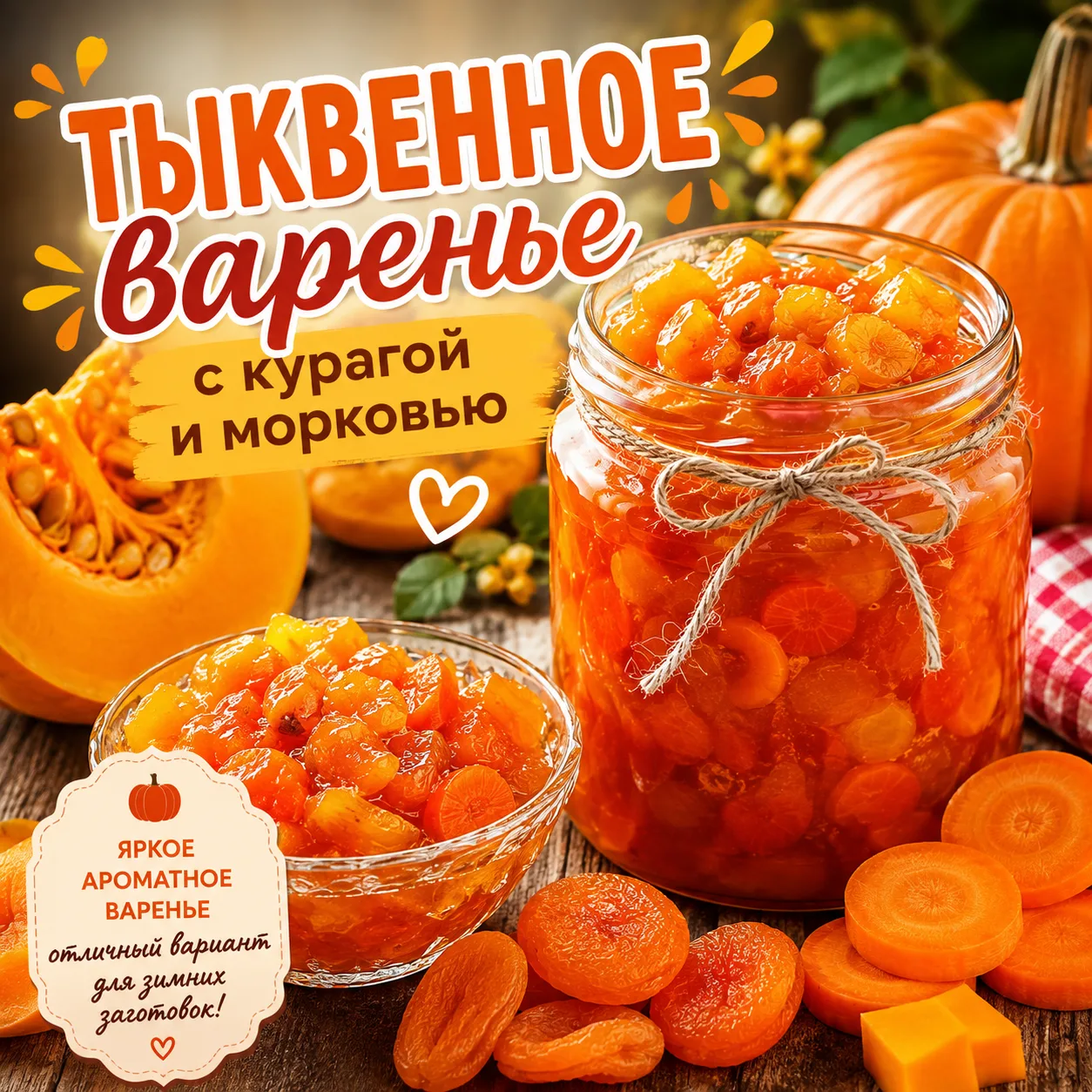 🎃 ТЫКВЕННОЕ ВАРЕНЬЕ С КУРАГОЙ И МОРКОВЬЮ 🥕✨