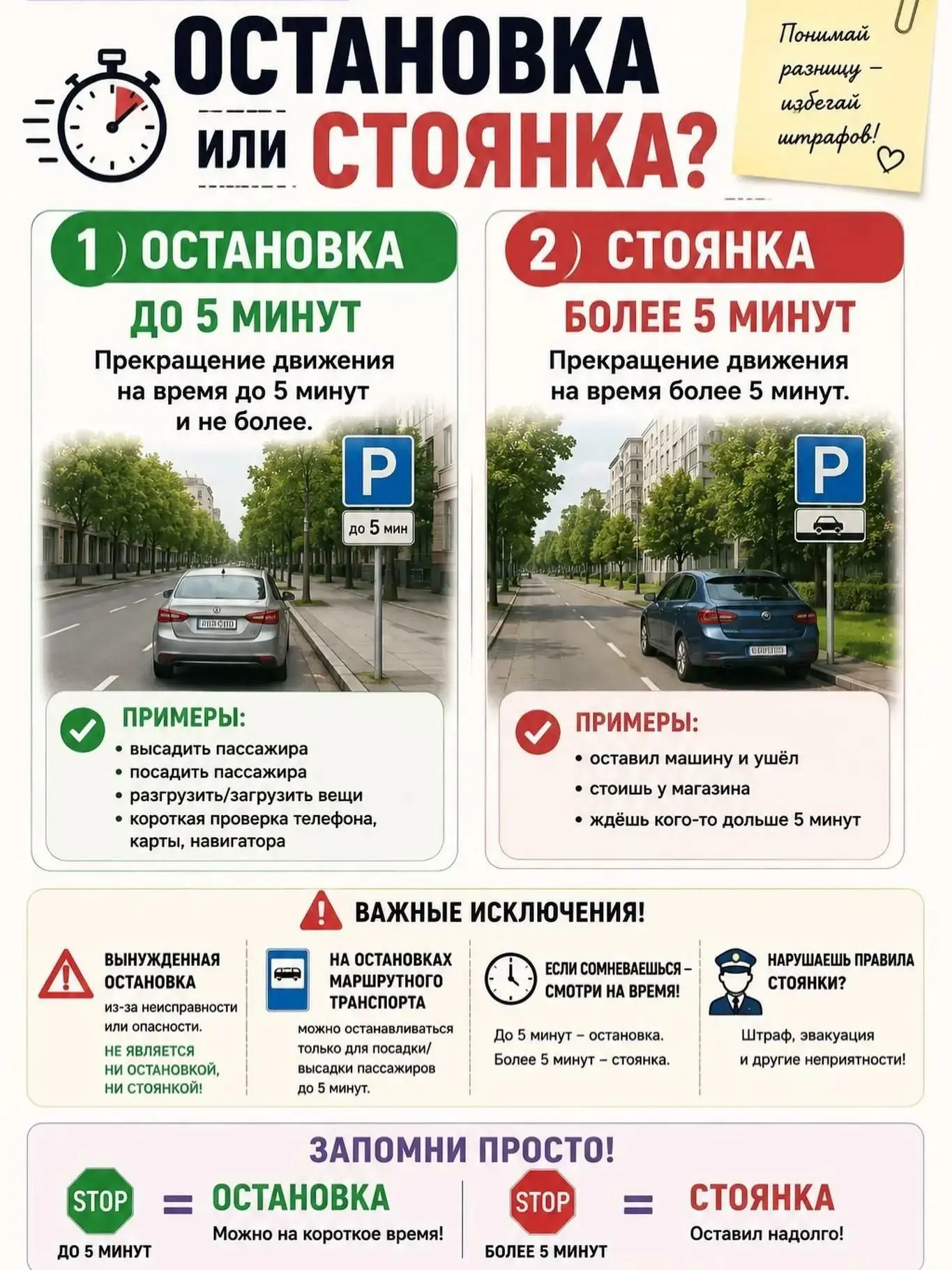 ПОКАЗЫВАЕМ ЧЕМ ОТЛИЧАЕТСЯ ОСТАНОВКА ОТ СТОЯНКИ...
