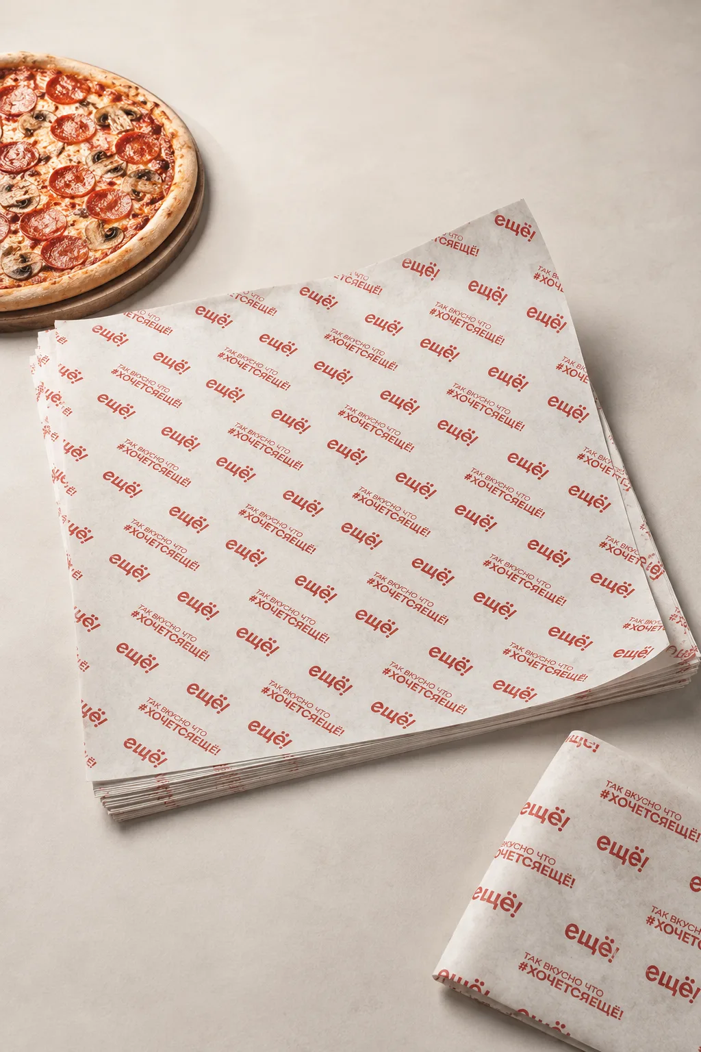 🍕 Ещё один проект с брендированной упаковкой — на этот раз для сети пиццерий «Ещё».