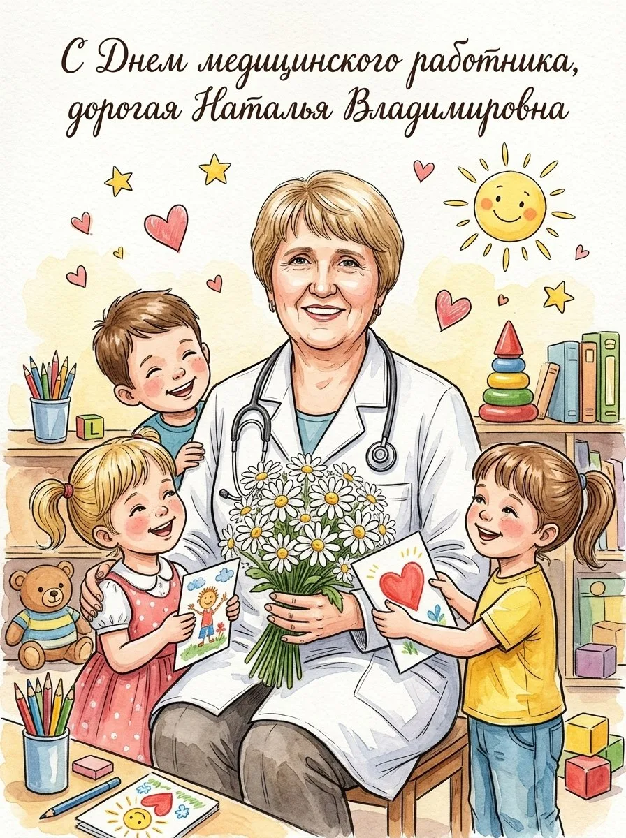 🌸 Дорогая Наталья Владимировна!

Поздравляем Вас с Днём медицинского работника! Вы — настоящий прим