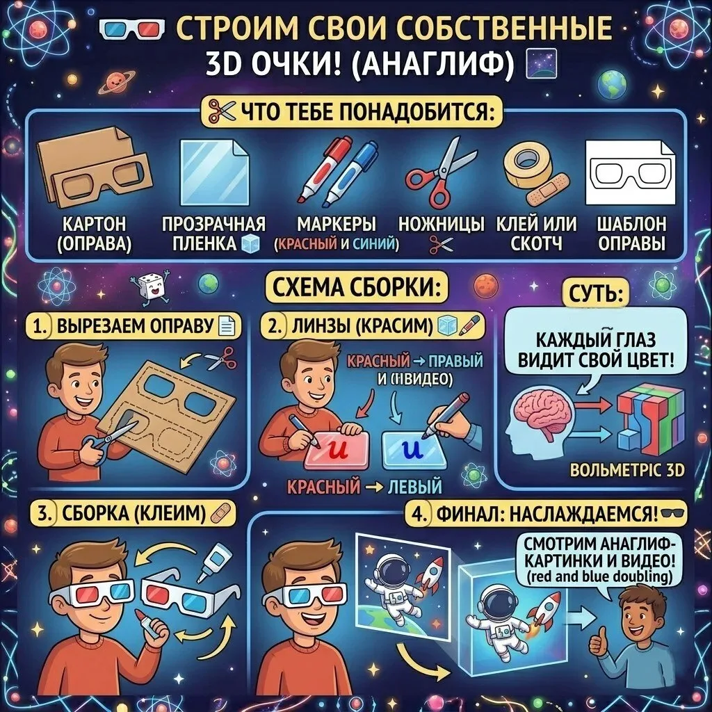 Самостоятельное создание 3D-очков в домашних условиях — это веселый и простой экспериме...