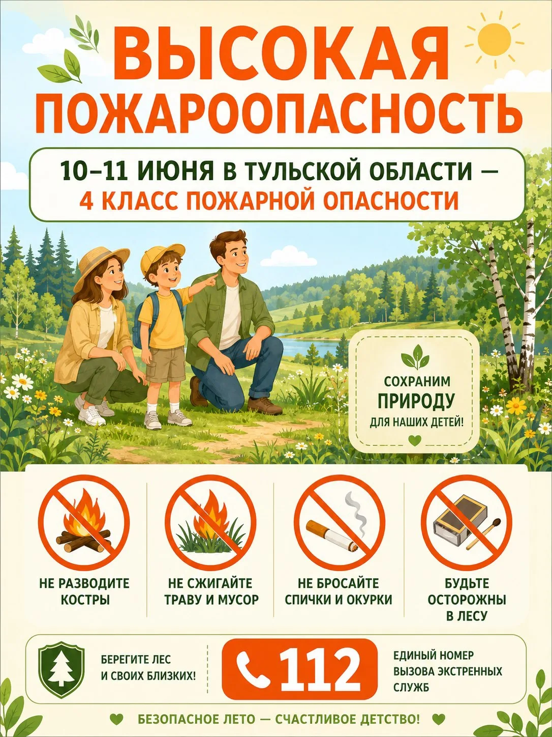 Внимание!

10 –11 июня на территории Тульской области ожидается высокая степень пожароопасности — 4 