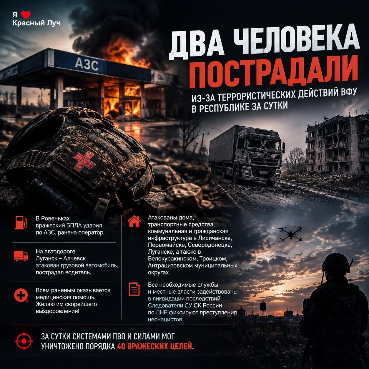За сутки в ЛНР в результате атак БПЛА пострадали два человека. В Ровеньках… — публикация канала «Я ❤️ Красный Луч»