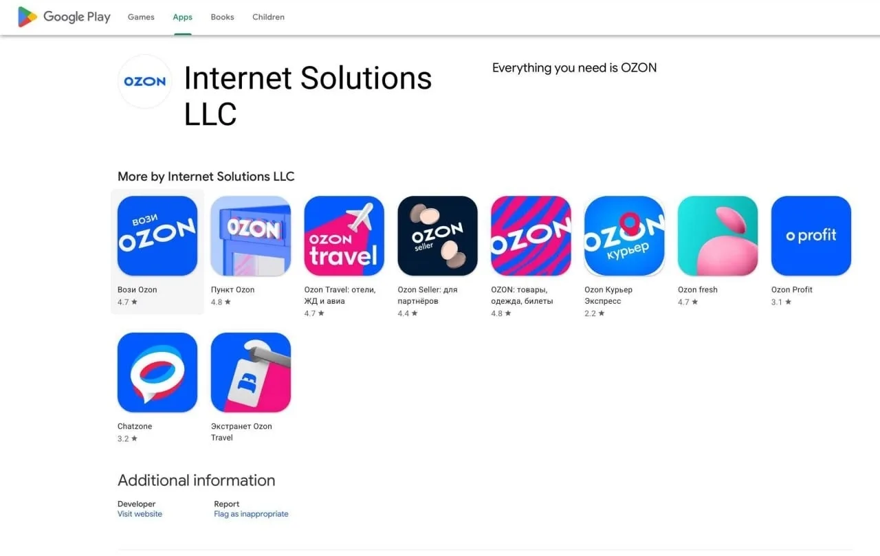Ozon вернулся в Google Play.