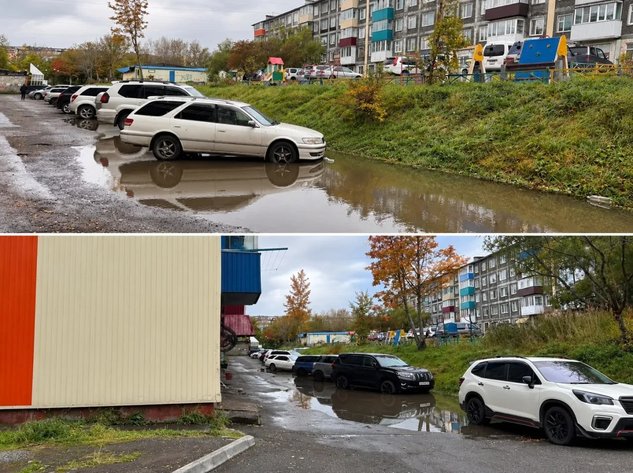 В Петропавловске двор на Рыбацкой славы превратился в парковку под водой