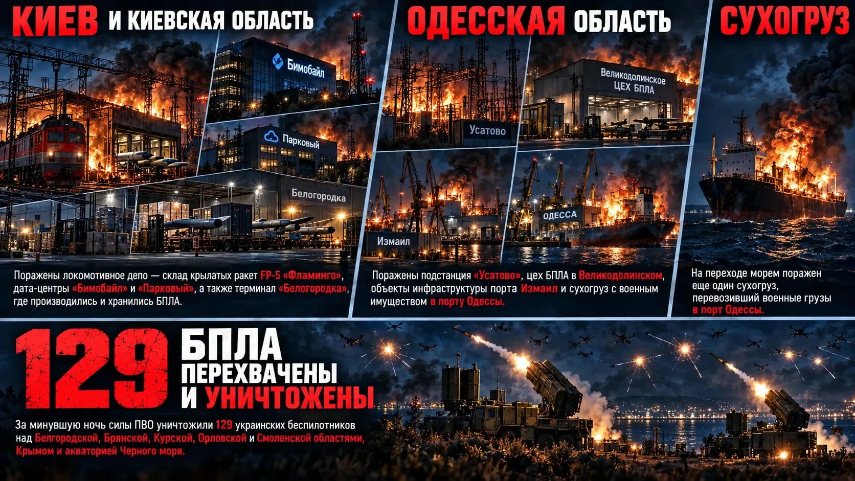 ‼️🚀🇷🇺🇺🇦Ночью в Киеве поражены центры обработки данных ВСУ и склад ракет «Фламинго»