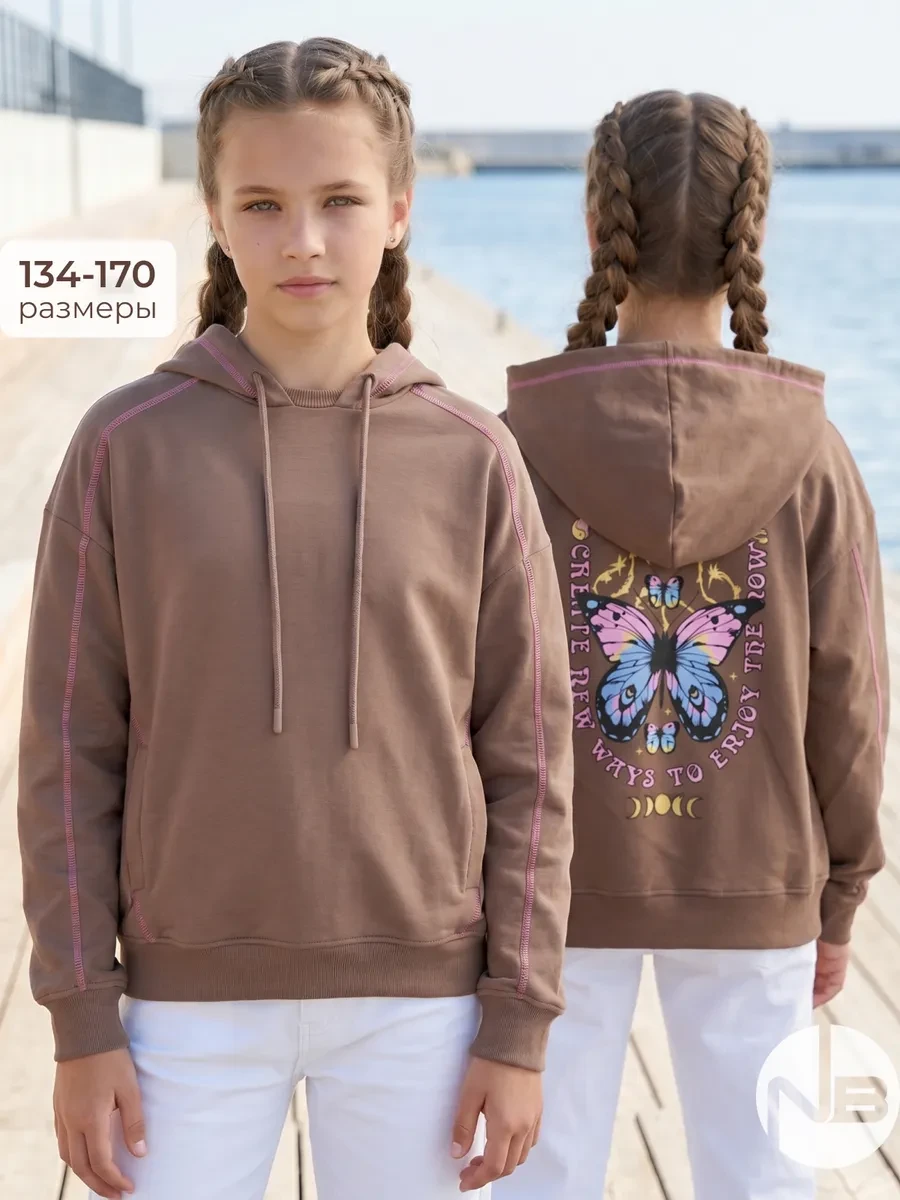 ⚡️ Худи оверсайз без начеса с принтом подростковый толстовка, Nota Bene