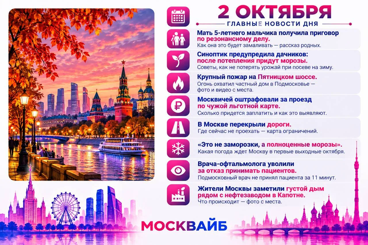 2 октября в Москве главными темами стали приговор по резонансному делу, первые заморозк...