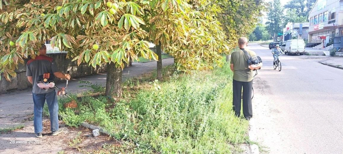 Сегодня Управой Пролетарского внутригородского района ведутся работы по покосу травы вдоль дороги по
