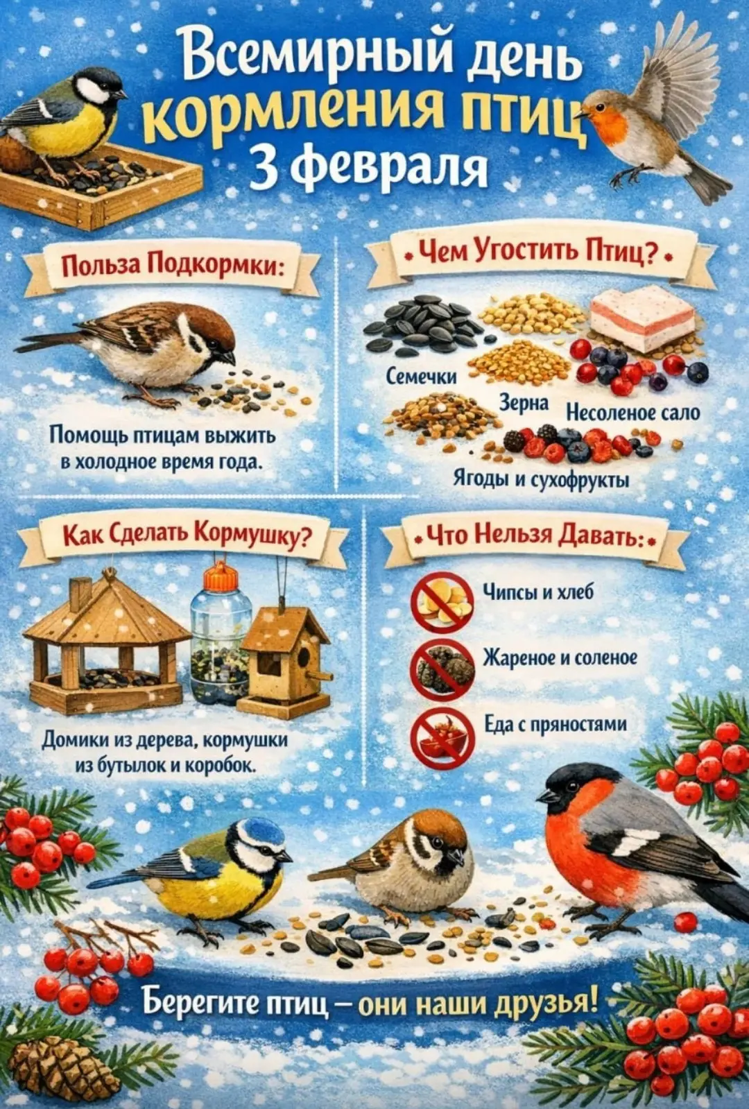 3 февраля- Всемирный день кормления птиц!