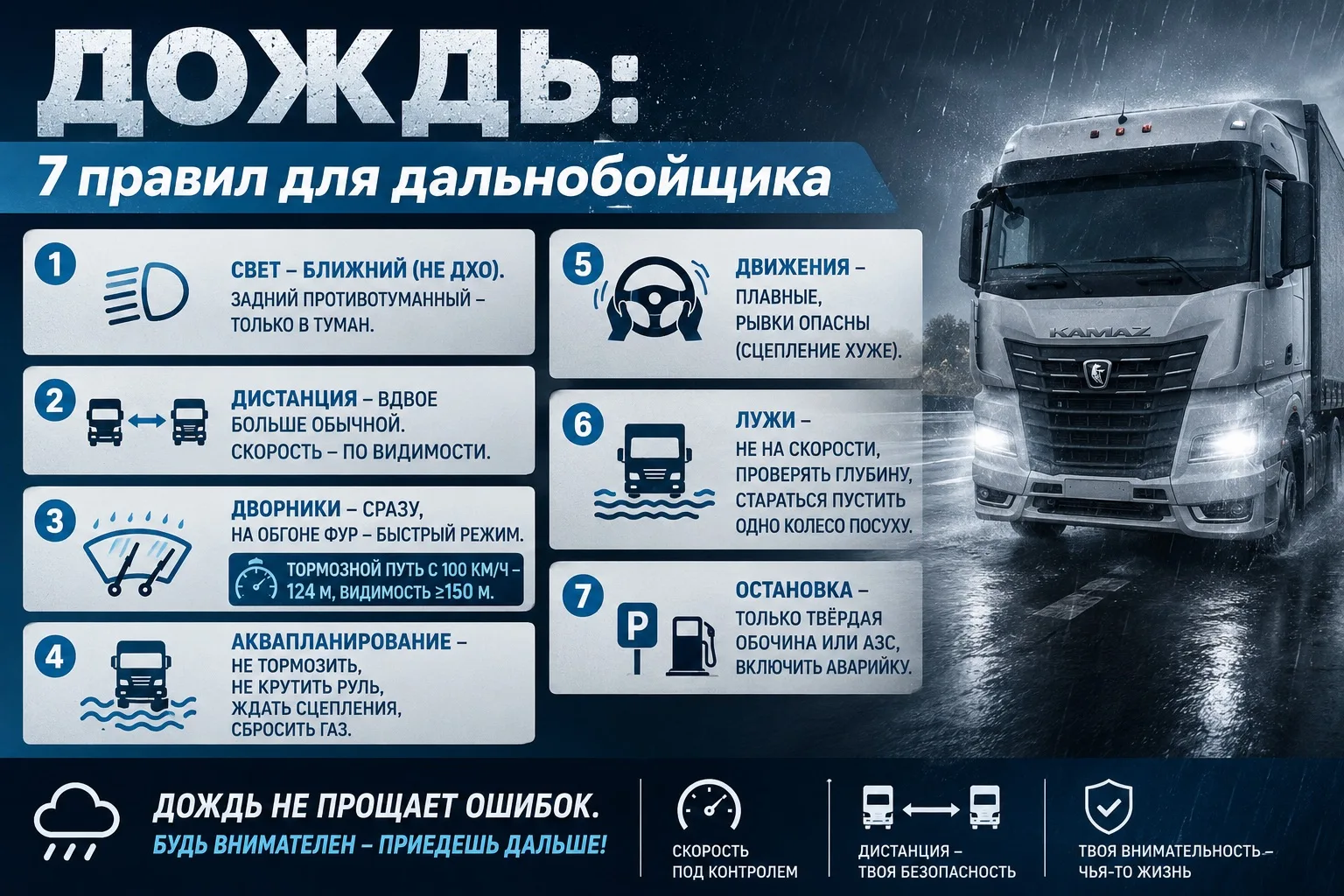 📌Дождь на дороге!