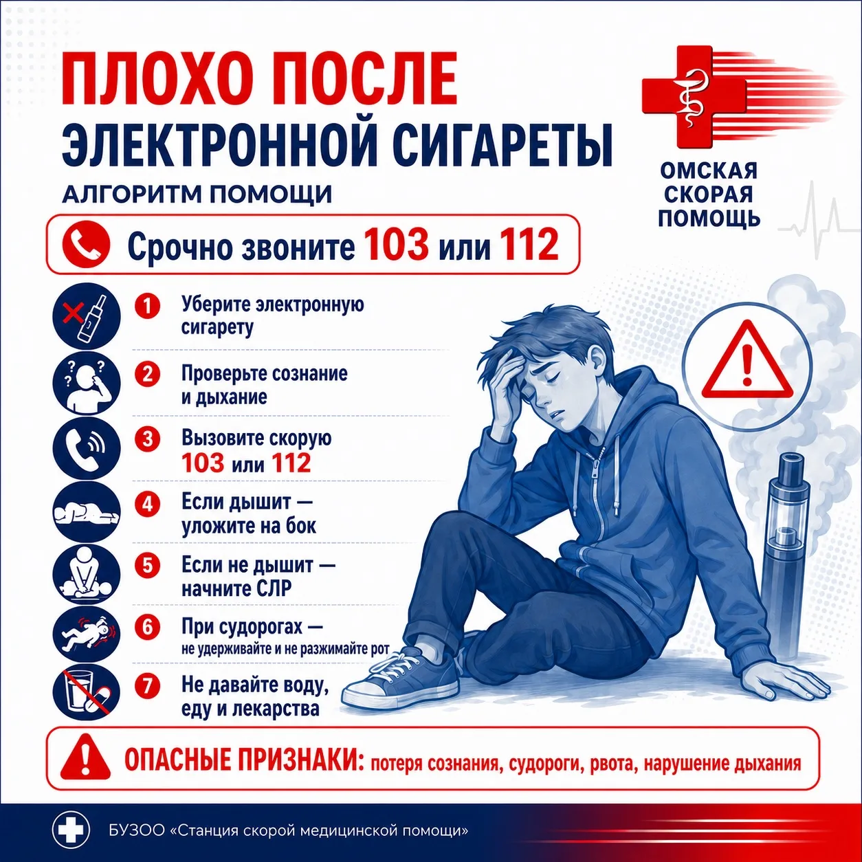 🚑 «Просто попробовал электронку»
Подросток решил попробовать электронную сигарету. Буквально через 