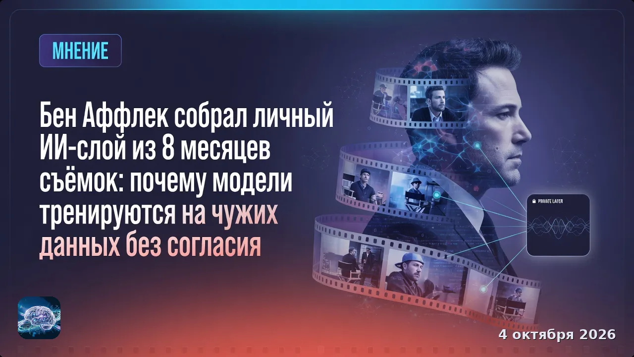 Бен Аффлек собрал личный ИИ-слой из 8 месяцев съёмок: почему модели тренируются на чужи...