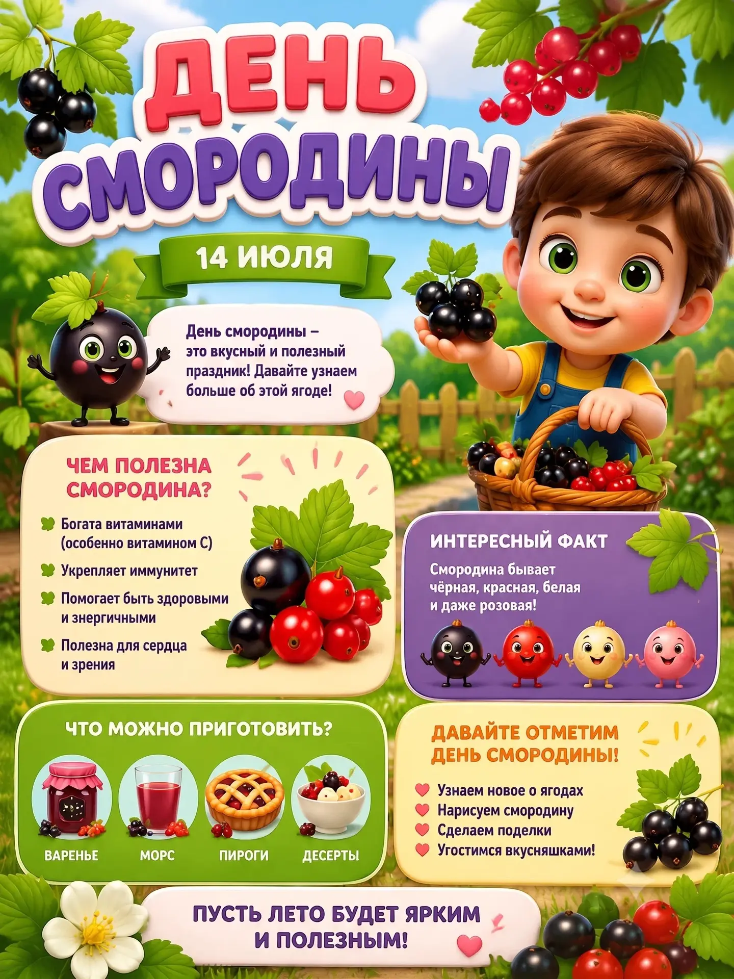14 июля – День рождения полезной ягоды!

Лето радует нас дарами природы. Сегодня мы отмечаем День см