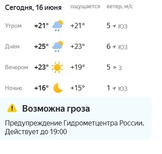 Сегодня ожидается небольшой дождь, ветер слабый, с порывами до 11 м/с, УФ-индекс высокий, слабые гео