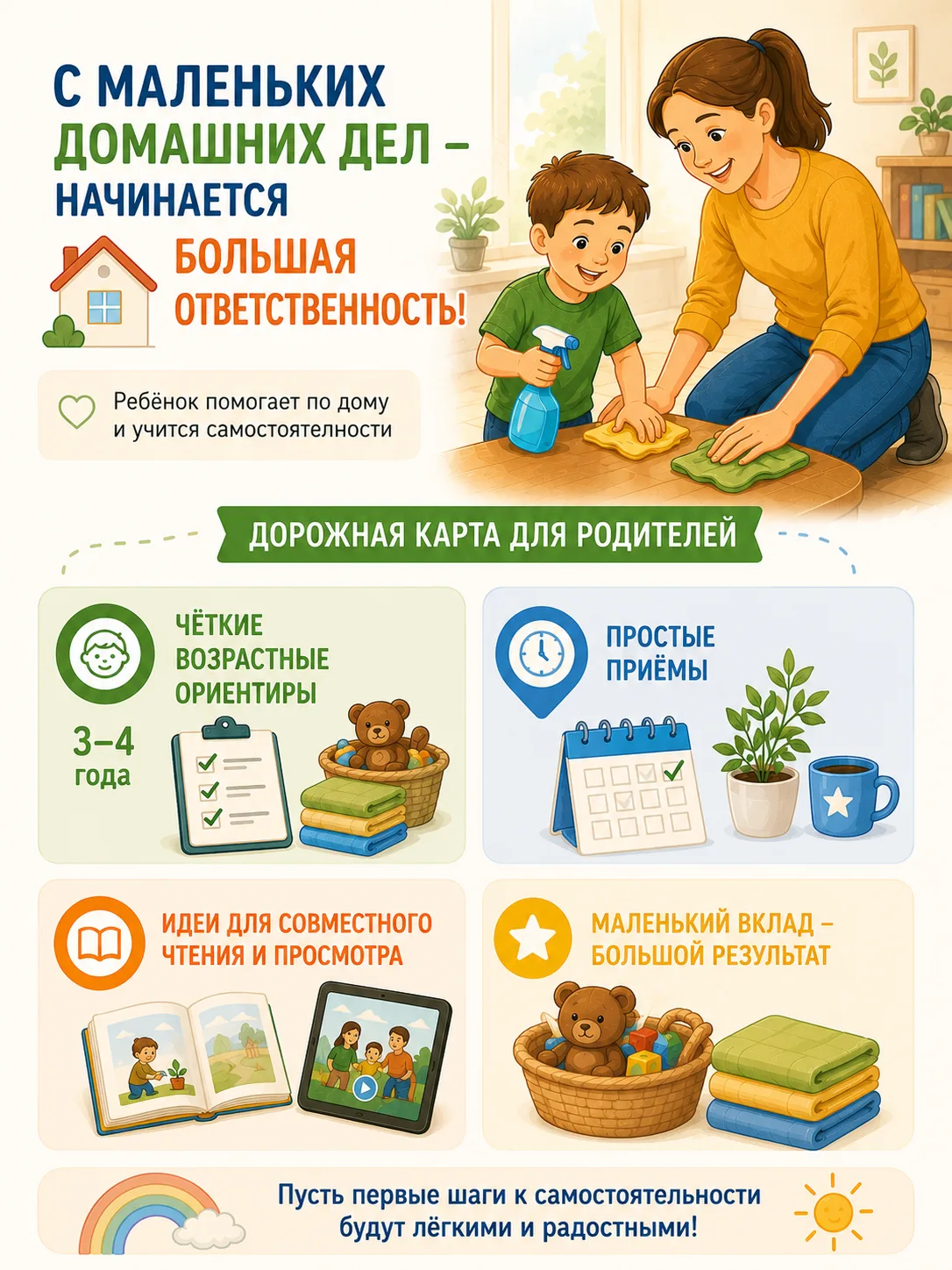 С маленьких домашних дел начинается большая взрослая ответственность! 🏠