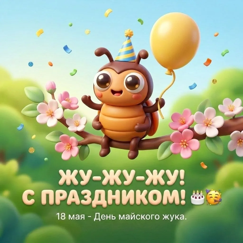 🎉 СЕГОДНЯ ПРАЗДНИК У УСАТОГО! 18 МАЯ — ДЕНЬ РОЖДЕНИЯ МАЙСКОГО ЖУКА!