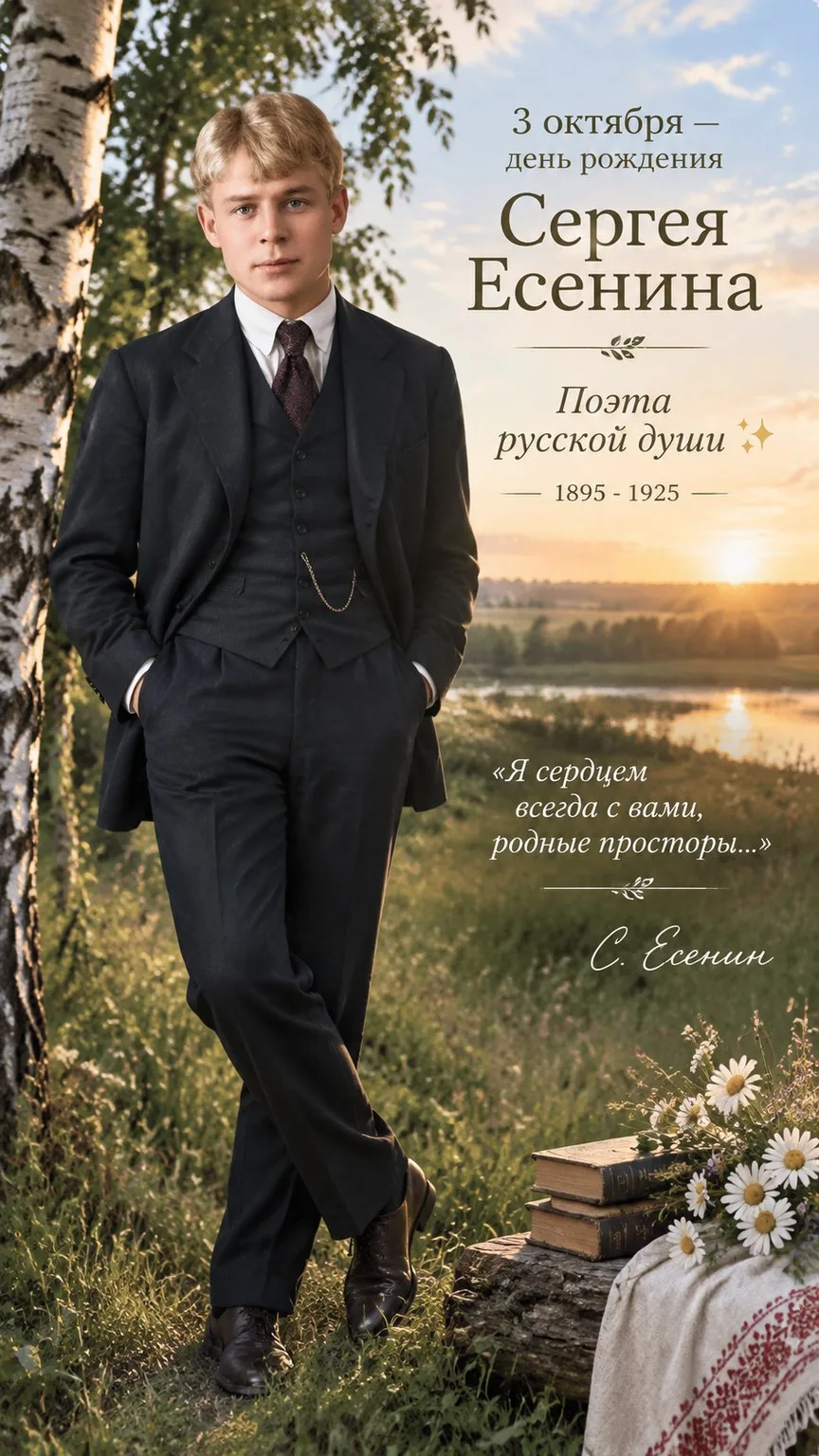 Сегодня, 3 октября, — день рождения Сергея Есенина! 🎉