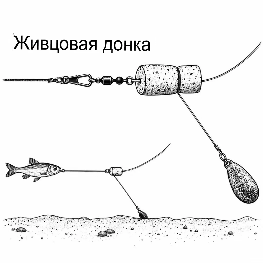 🎣 Живцовая донка — простой монтаж для ловли хищника!