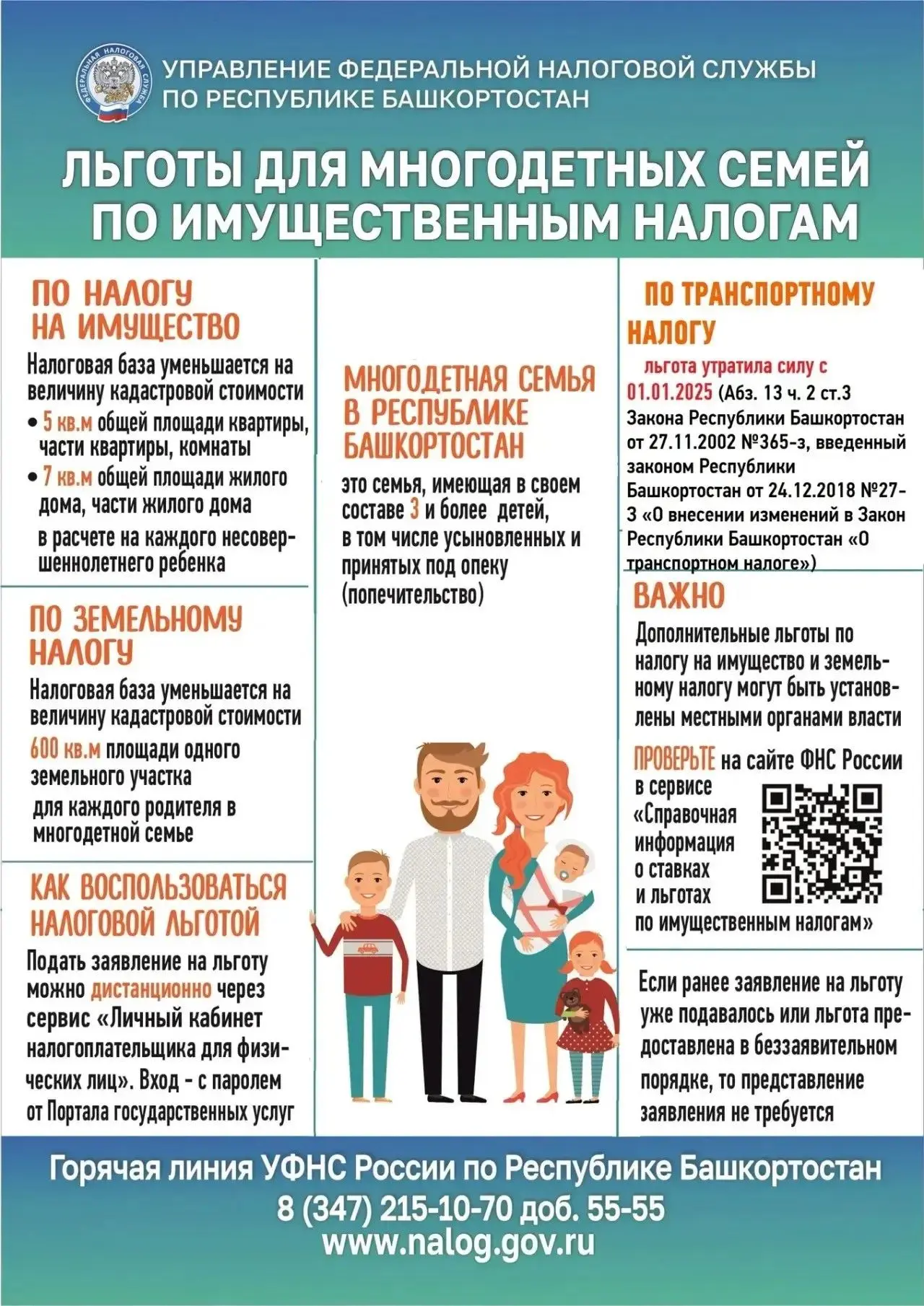 📢 Многодетным семьям Башкортостана: как получить льготы по имущественным налогам