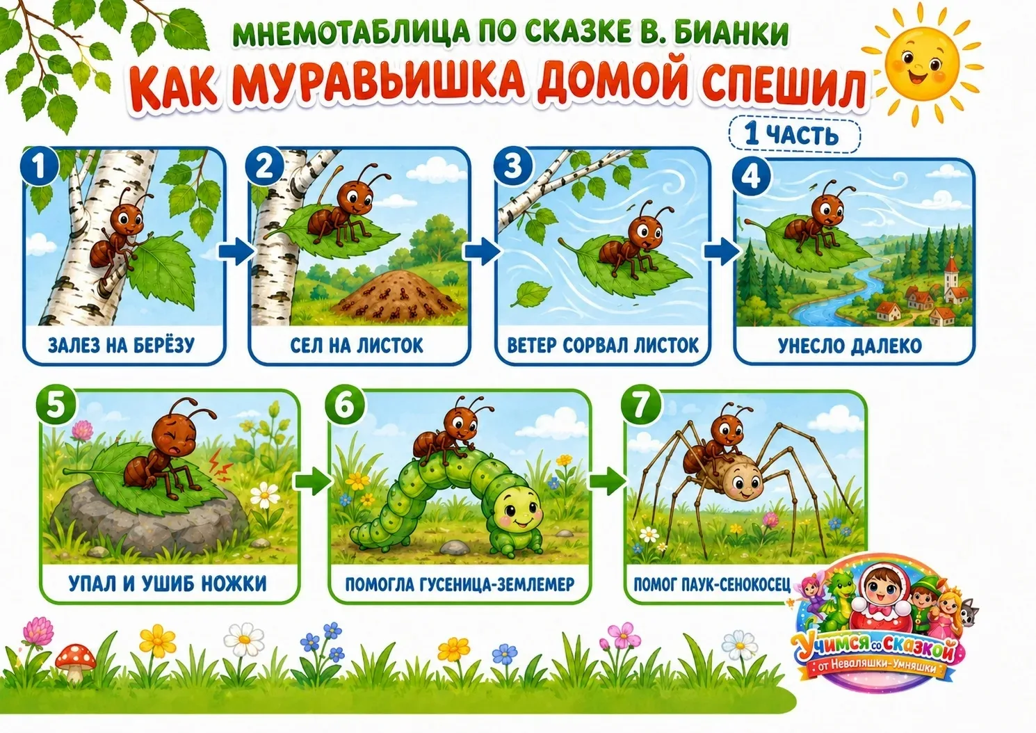 Летняя прогулка по сказке В. Бианки «Как муравьишка домой спешил».