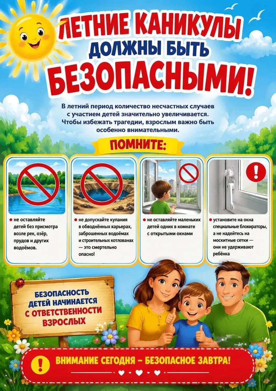 ☀️ Летние каникулы должны быть безопасными!

В летний период количество несчастных случаев с участие