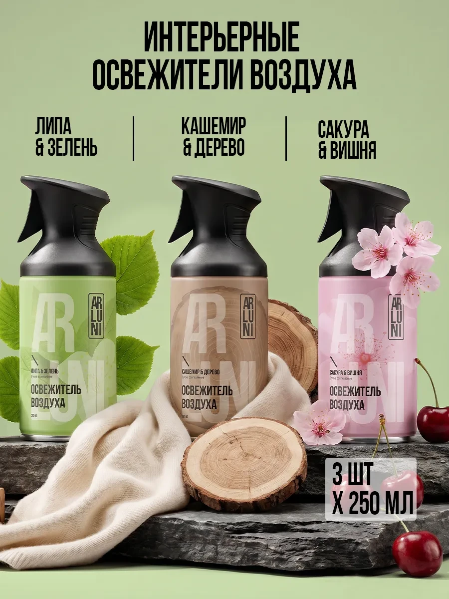 ⚡️ Освежитель воздуха для туалета сухое распыление набор 3 шт, ARLUNI