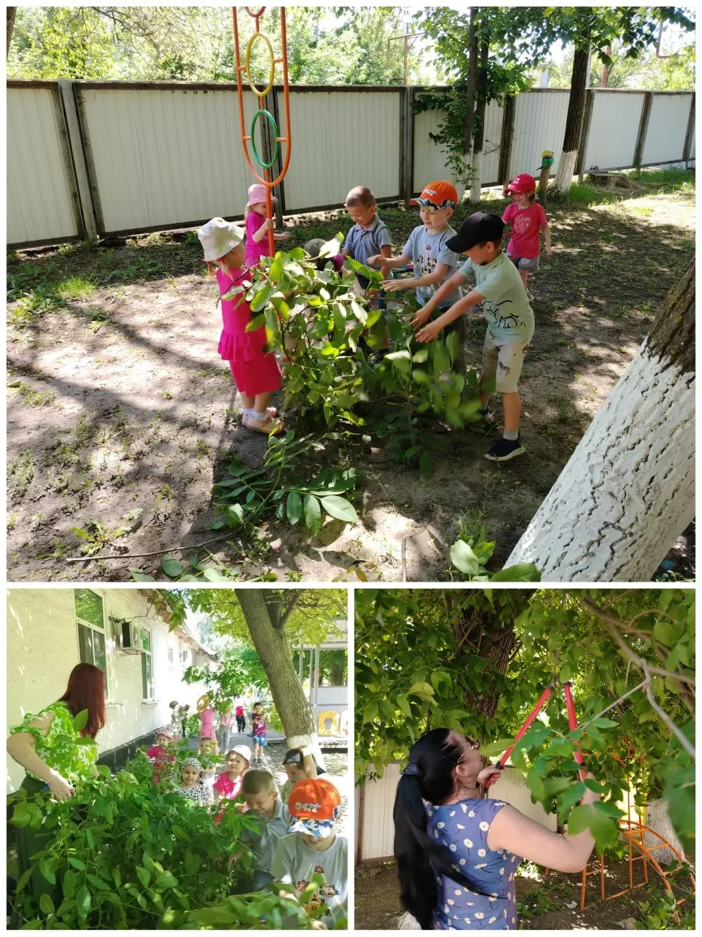 Субботник в детском саду: младшая группа 🌳
