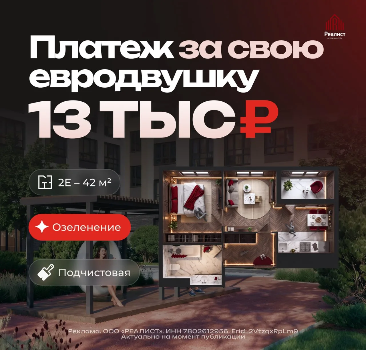 ⚖️ Евродвушка с ежемесячным платежом 13 005 ₽ — то, что показали весы