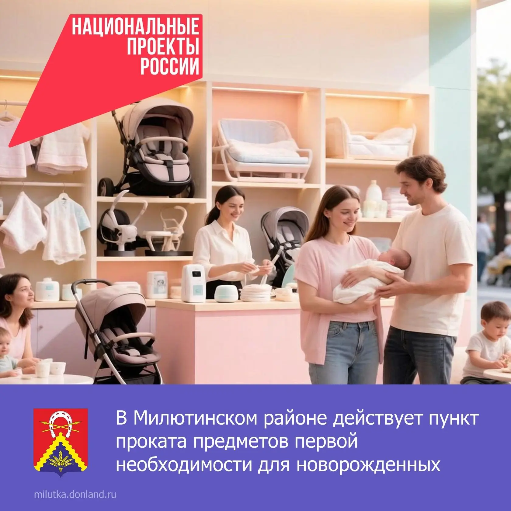 📢 По национальному проекту «Семья» в Милютинском районе действует пункт проката предме...
