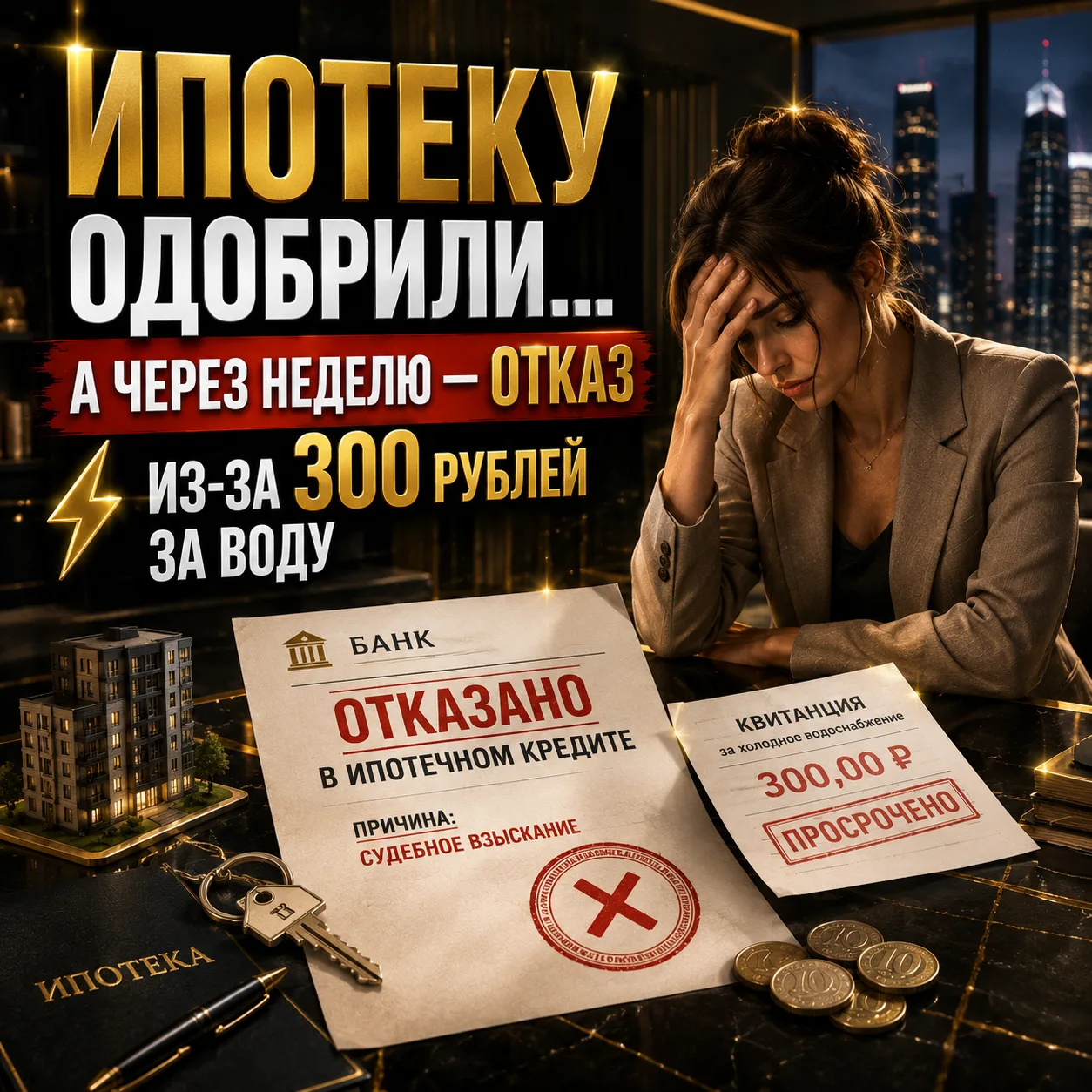 ⚡️ Ипотеку одобрили... а через неделю — отказ. Из-за 300 рублей за воду