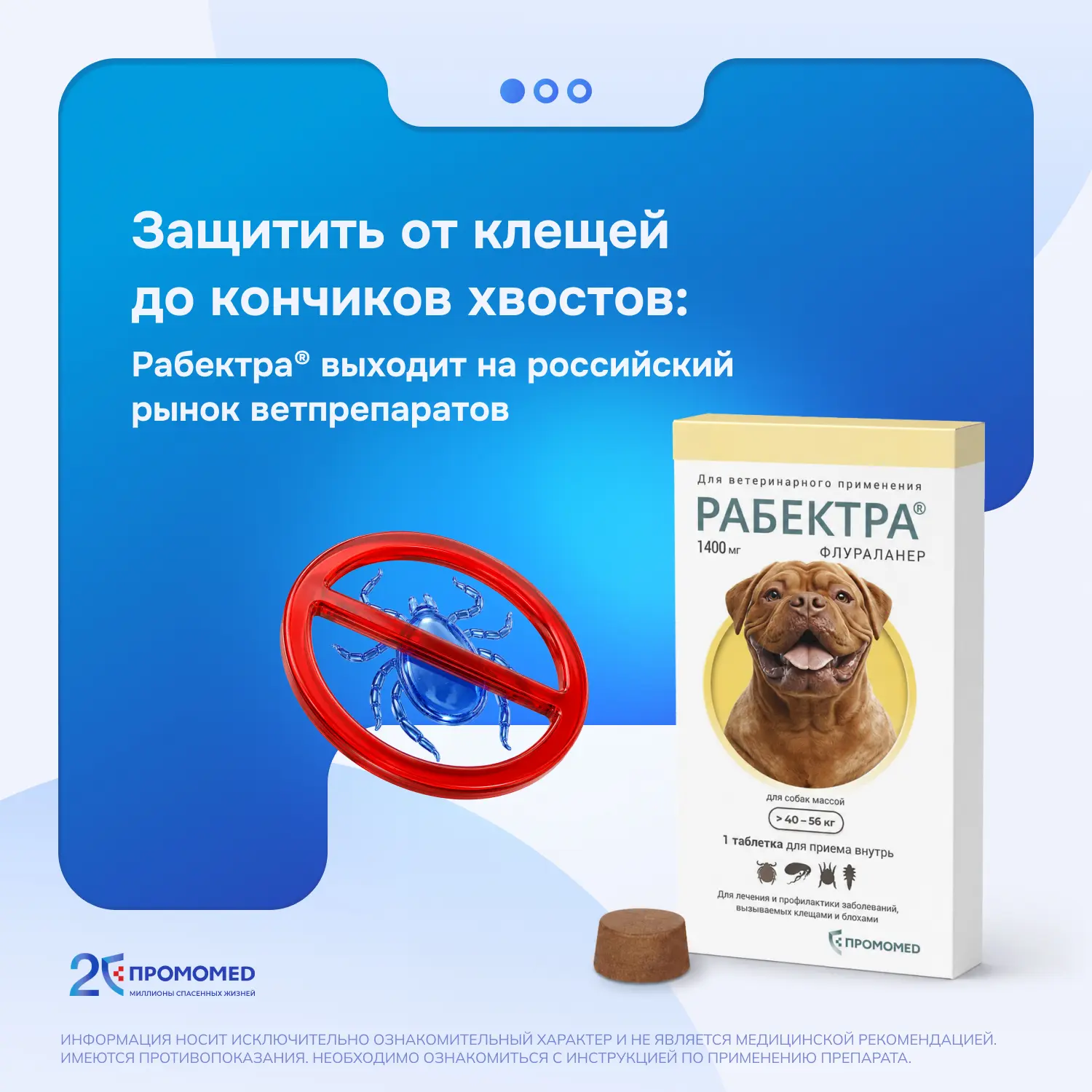 Выводим на российский рынок препарат Рабектра® (МНН — флураланер) для защиты собак от блох и клещей
