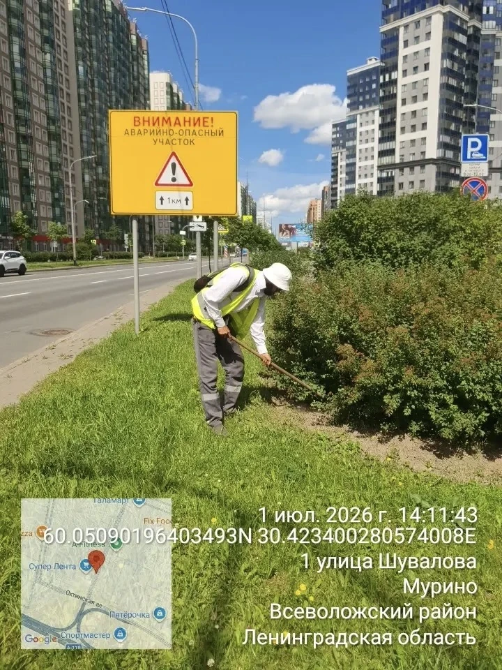 ✅1 июля подрядные организации провели работы по уборке и содержанию территории Муринско...