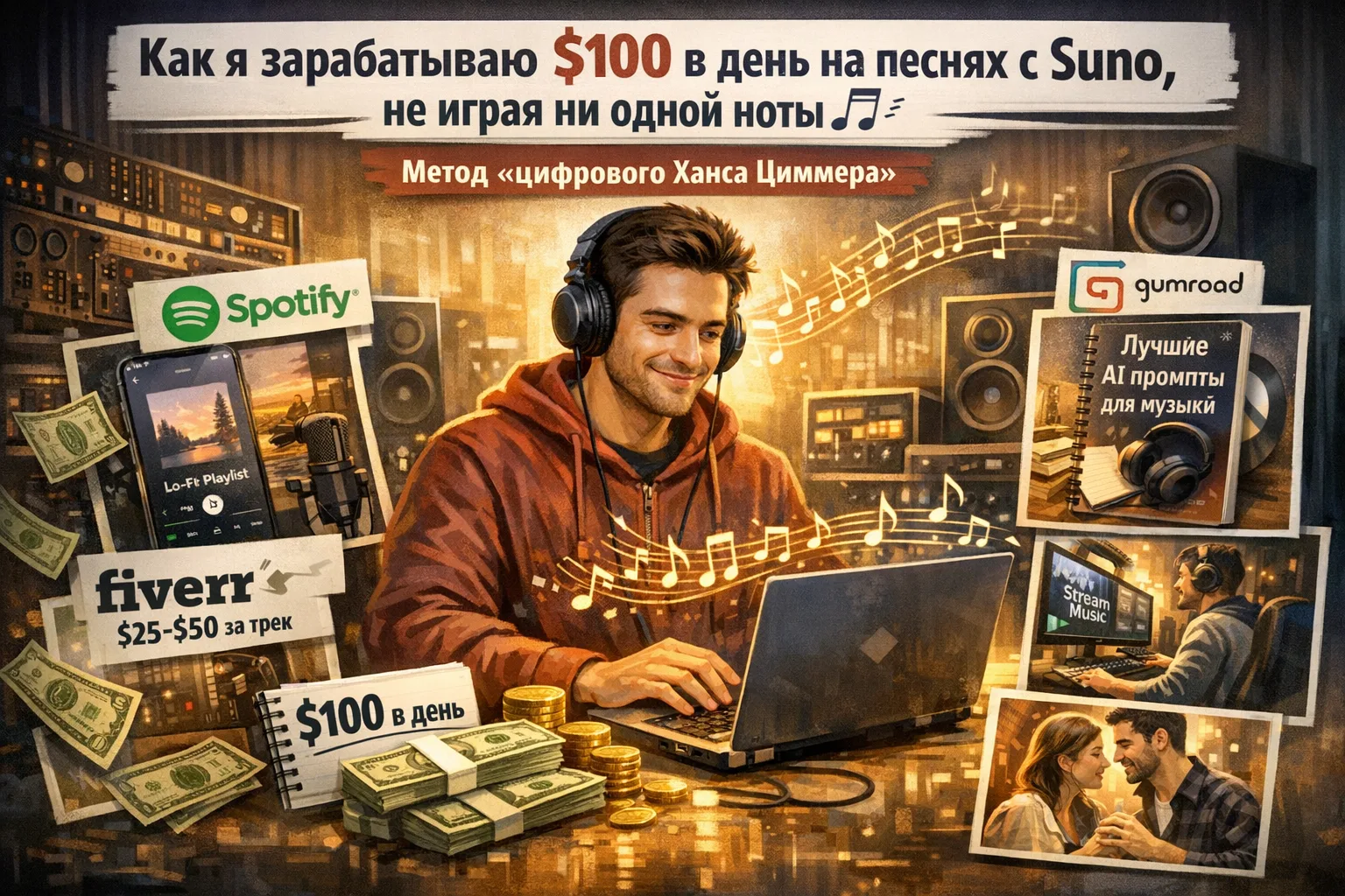 Как я зарабатываю $100 в день на песнях с Suno, не играя ни одной ноты 🎵

Метод «цифрового Ханса Ци
