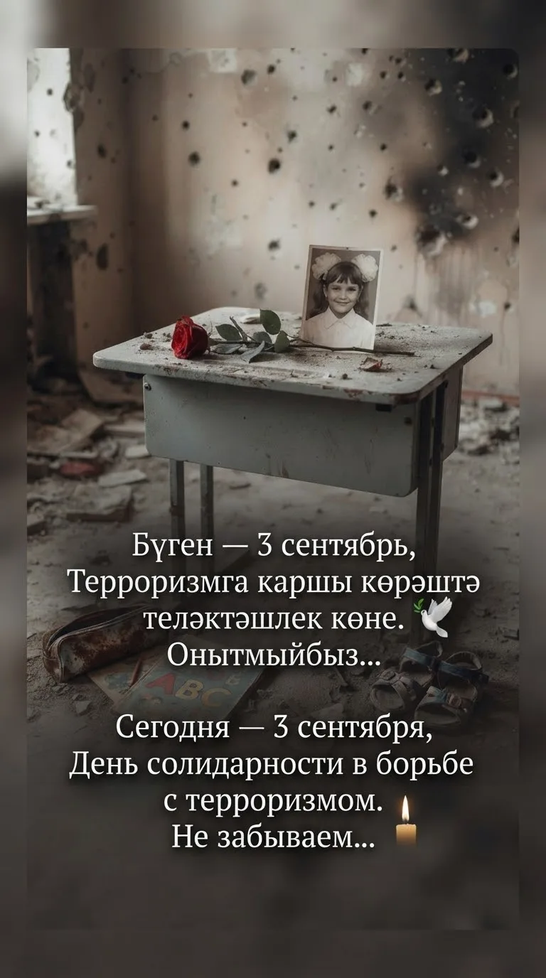 Бүген — 3 сентябрь, Терроризмга каршы көрәш көне. 🕊️