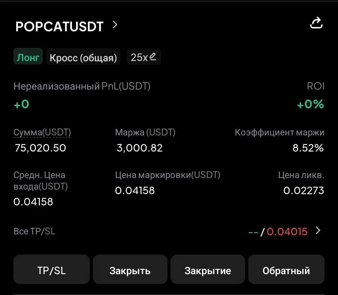 🚀Заходим POPCAT long 25x