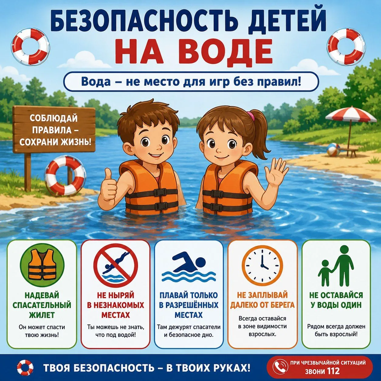 Правила безопасности детей на воде в летний период❗

С наступлением купального сезона дети проводят 
