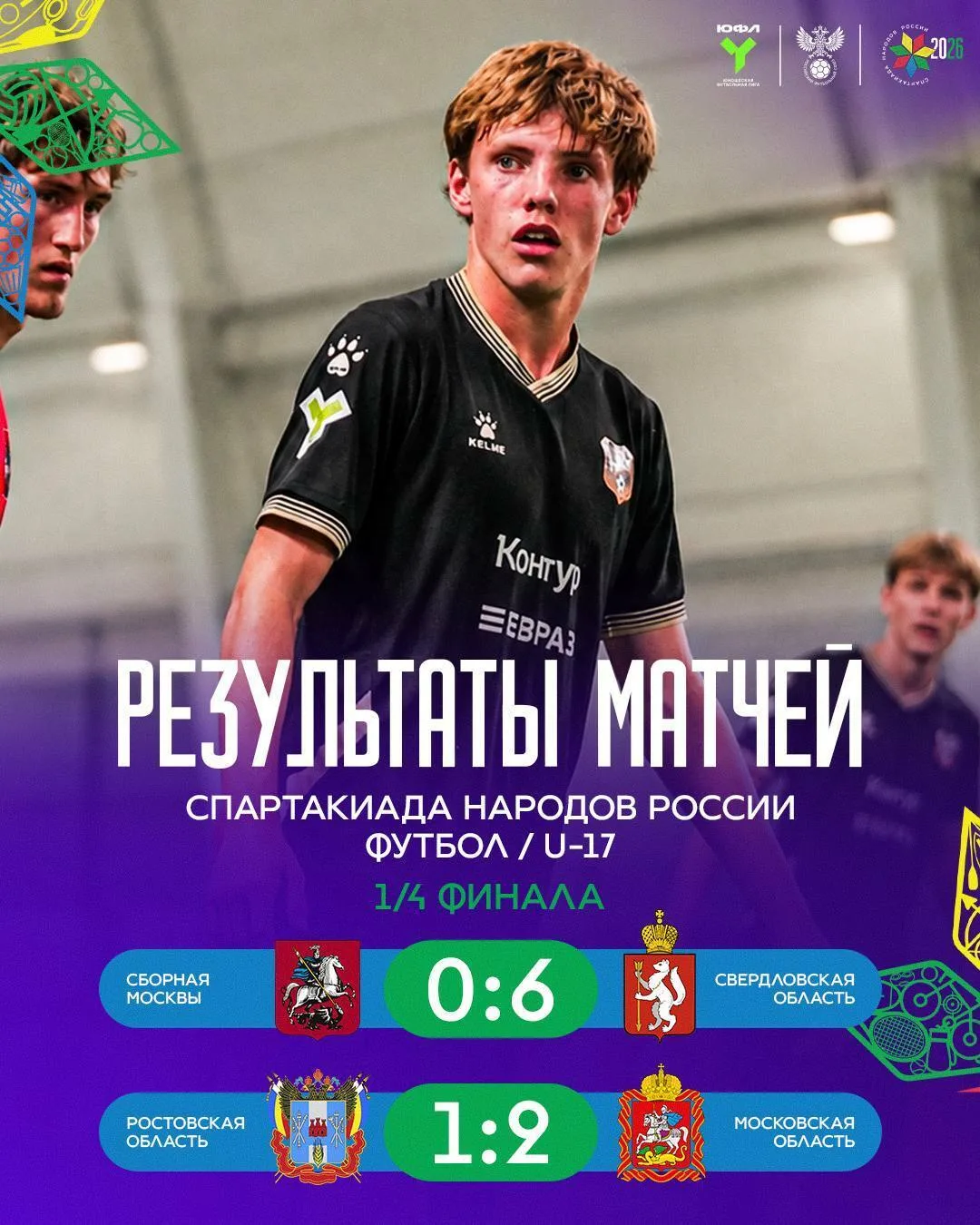 🏆🇷🇺 Результаты 1/4 финала «Спартакиады народов России» по футболу U17