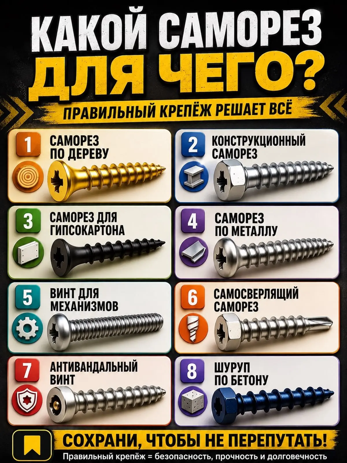 Какой саморез для чего 🖤