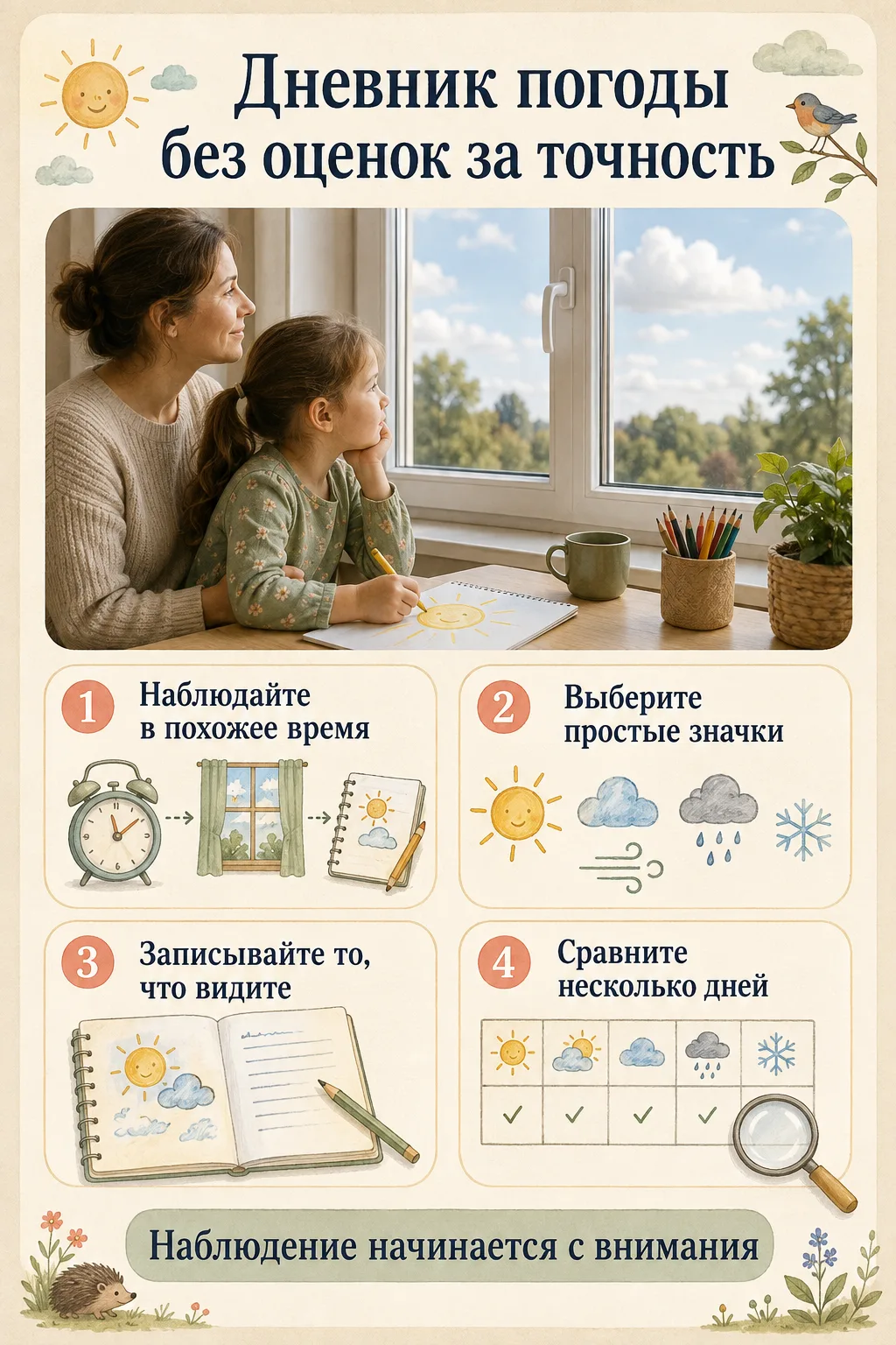 🌤️ Дневник погоды без оценок за точность