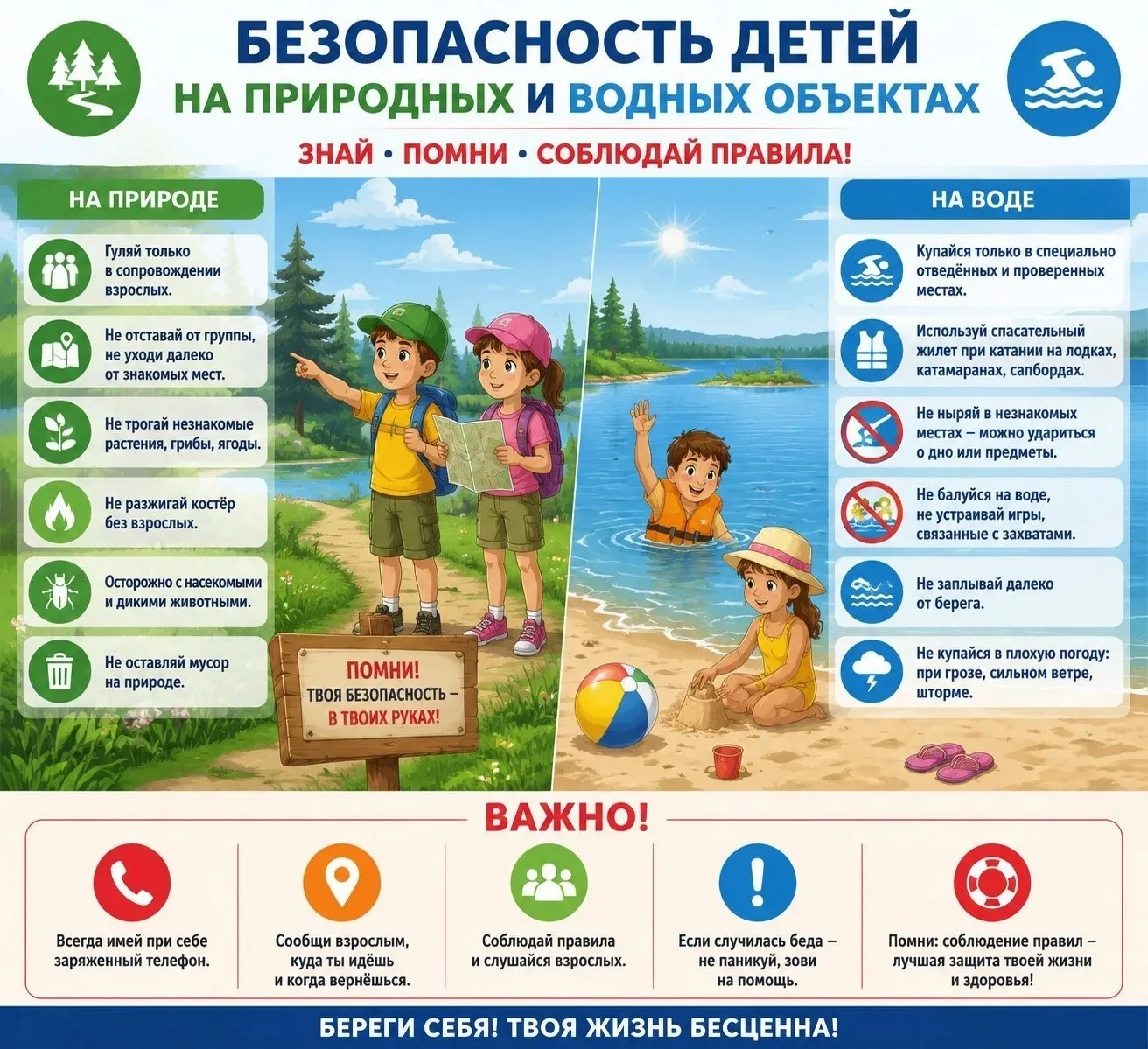 Безопасность детей на природных и водных объектах: бережём самое дорогое! 🌊🌳