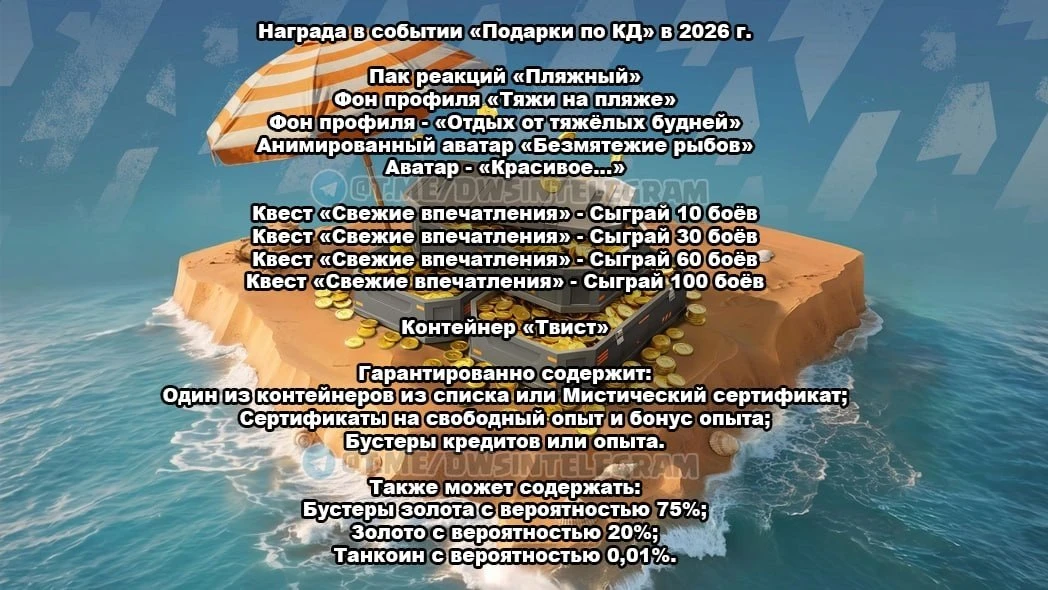 Новости Лесты ⚡️

Скоро начнутся подарки по К/Д😎

Спасибо за скриншоты каналу Подполье Blitz🥇

Жде