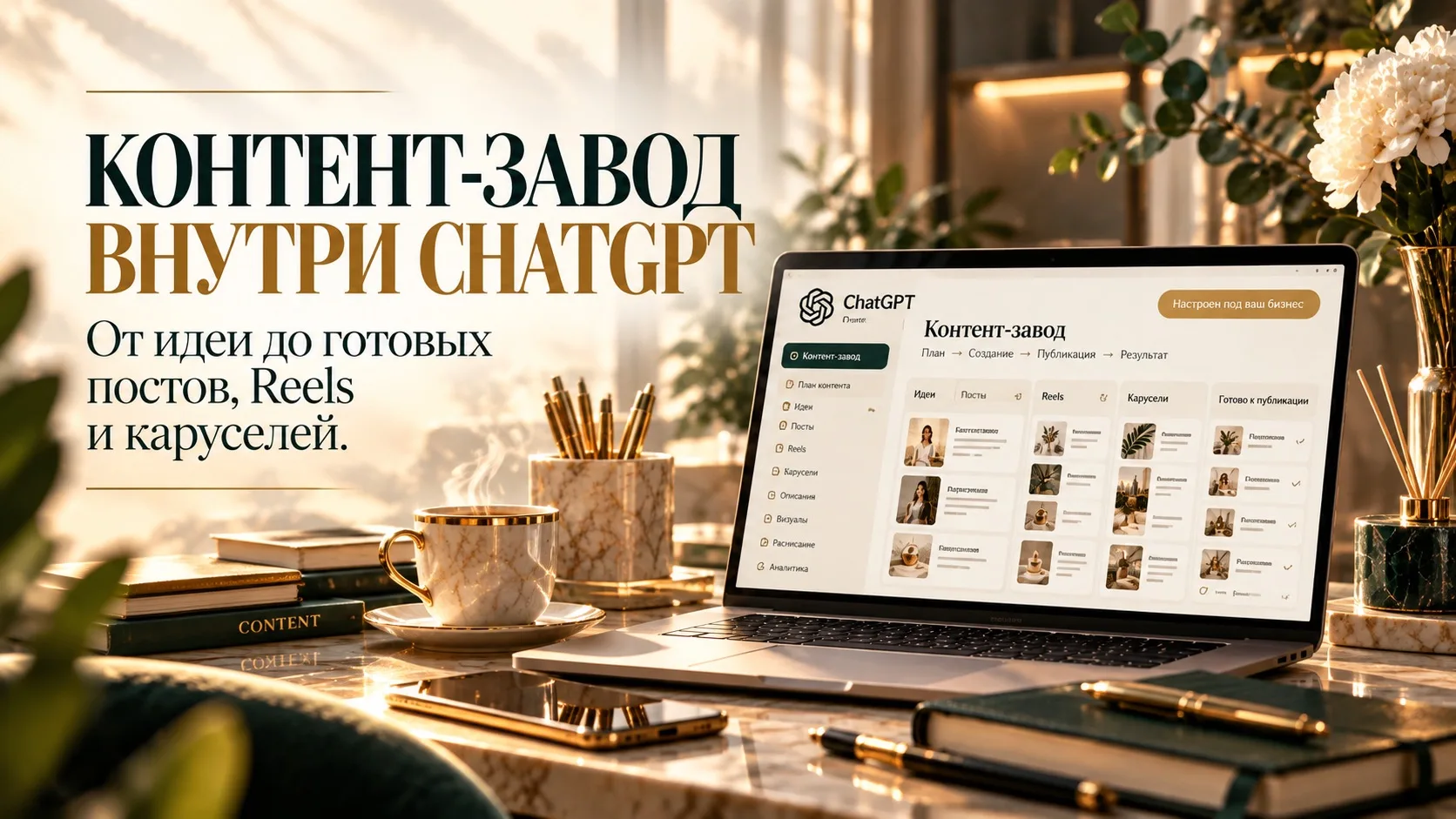 КОНТЕНТ-ЗАВОД ВНУТРИ CHATGPT: ОТ ИДЕИ ДО ГОТОВЫХ ПОСТОВ, REELS И КАРУСЕЛЕЙ