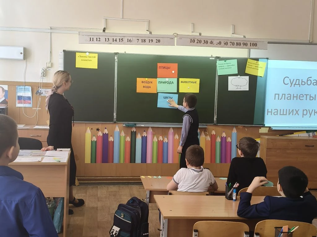 🌏21 апреля во 2 классе прошел экологический урок "Судьба планеты в наших руках".